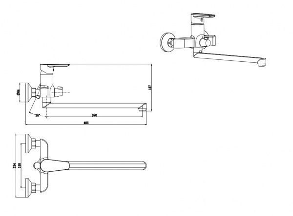 Смеситель для ванны Aqua Rodos Optima 90976