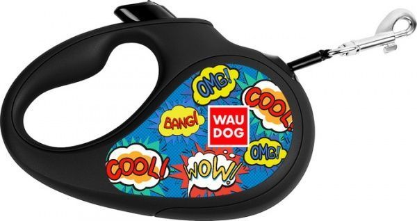 Повідець-рулетка WAUDOG з малюнком ВАУ XS до 12 кг 3 м