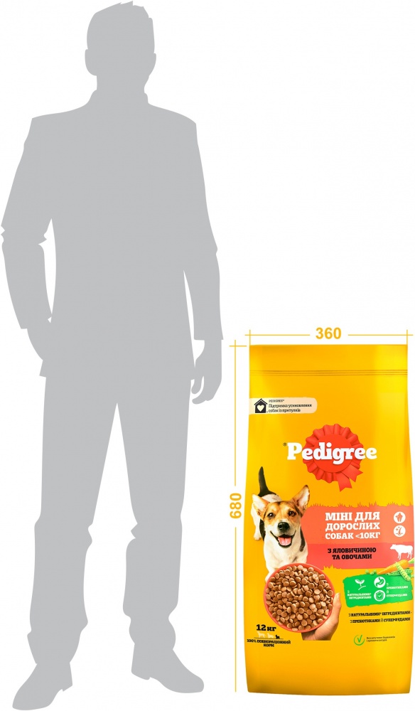 Корм сухий для малих порід Pedigree з яловичиною та овочами 12 кг
