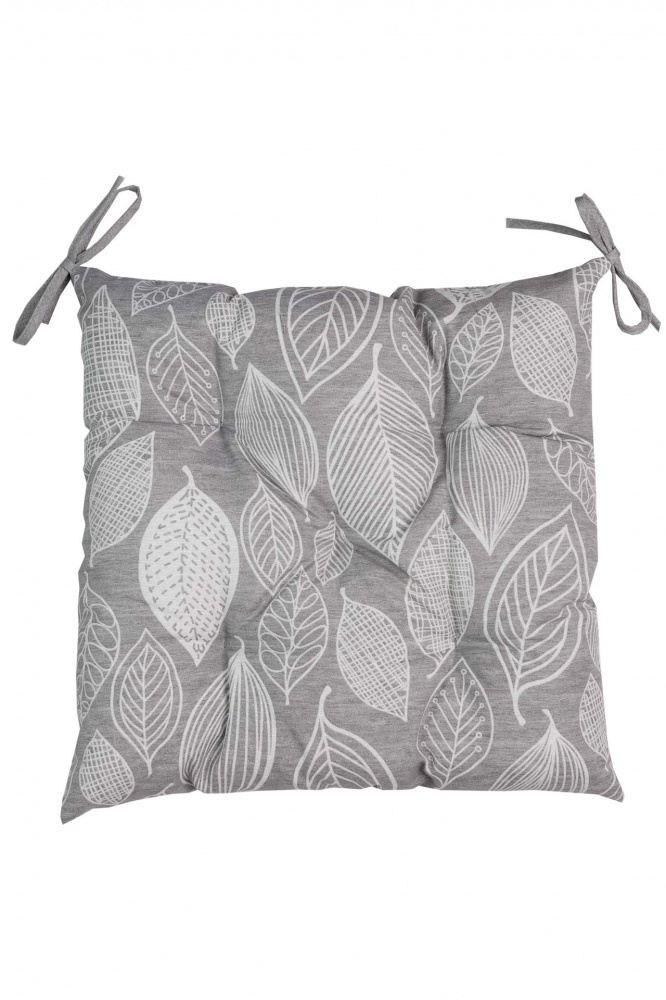 Подушка на стілець Листя сіра 40x40 см Прованс