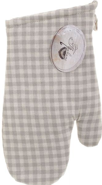 Варежка-прихватка Серая клетка 16x33 см Прованс 