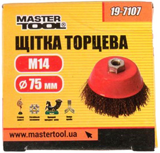 Щітка торцева D 75 М14 MasterTool з латунірованного рифленого дроту 19-7107