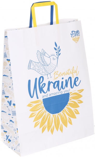 Пакет паперовий 320х150х420 білий з ручками