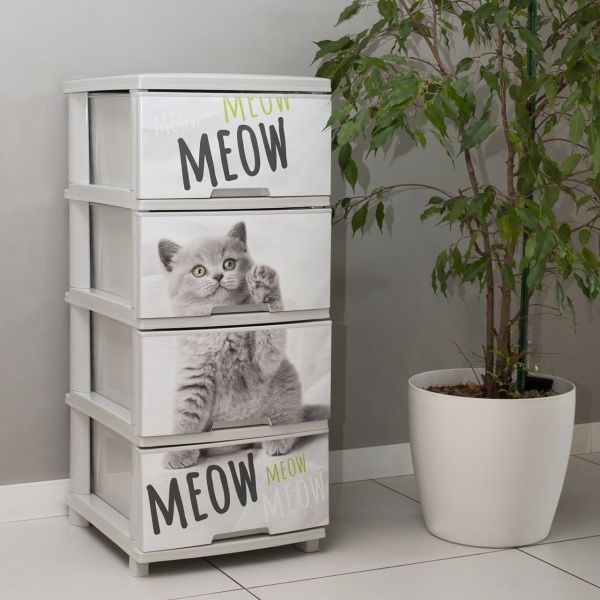 Комод універсальний Vivendi CAT на 4 шухляди сірий 940x450x390 мм