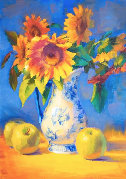 Репродукция Подсолнух с яблоками 35x50 см Арт Фемелі 