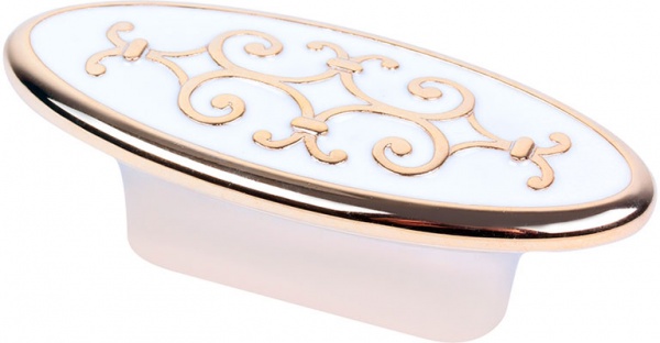 Мебельная ручка кнопка Bosetti Marella D 24134.32 44483 32 мм золото полированное/ белая эмаль