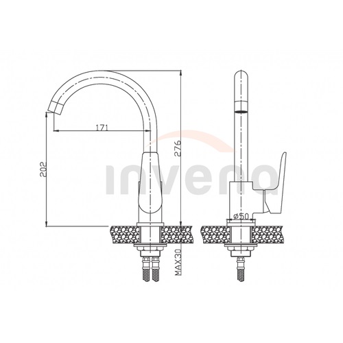 Смеситель для кухни Invena Dokos хром BZ-19-001