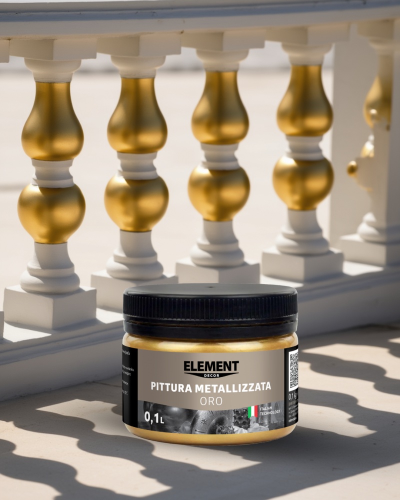 Фарба акрилова Element Decor металізована Pittura metallizzata Oro металевий золото 0,1л