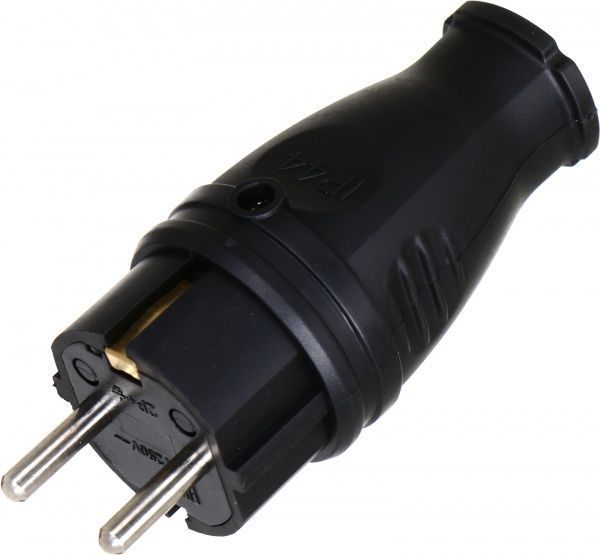 Вилка кабельная UP! (Underprice) YK-405P-BK с заземлением 220В 16А IP44 каучук черный