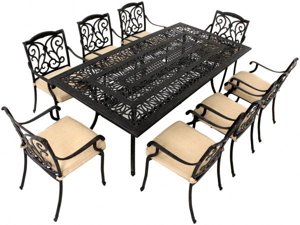 Комплект мебели металлической стол и 8 кресел черный 