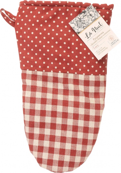 Прихватка Lucy Бордо клетка 21x36 см красный La Nuit 
