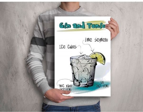Постер Джин-Тоник белый 27x39 см