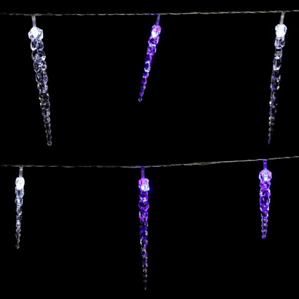Гирлянда линейная с сосульками LED 20 ламп 3 м бело-голубая