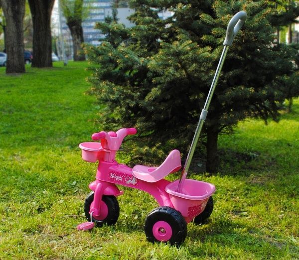 Велосипед дитячий Dolu з батьківською ручкою рожевий 2504