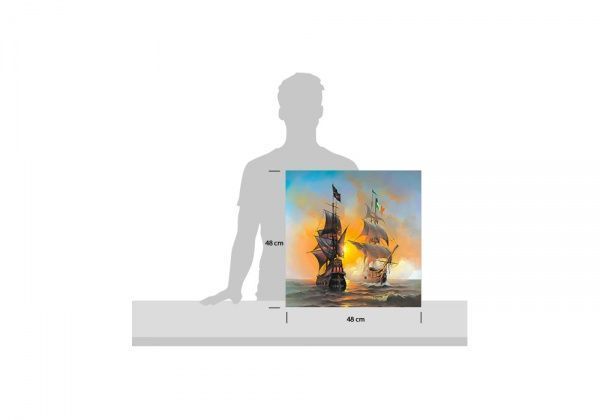 Репродукция Морская баталия двух кораблей 48x48 см i_48_00031 