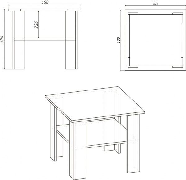 Стол журнальный Мадрид нимфея альба 600x600x500мм Компанит 