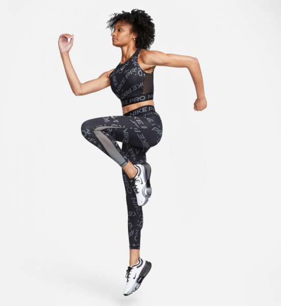 Лосины Nike W NP DF MR 7/8 TGHT AOP FB5484-010 р.XS черный