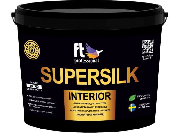 Краска интерьерная латексная FT Professional SUPERSILK база A мат белый 3л 
