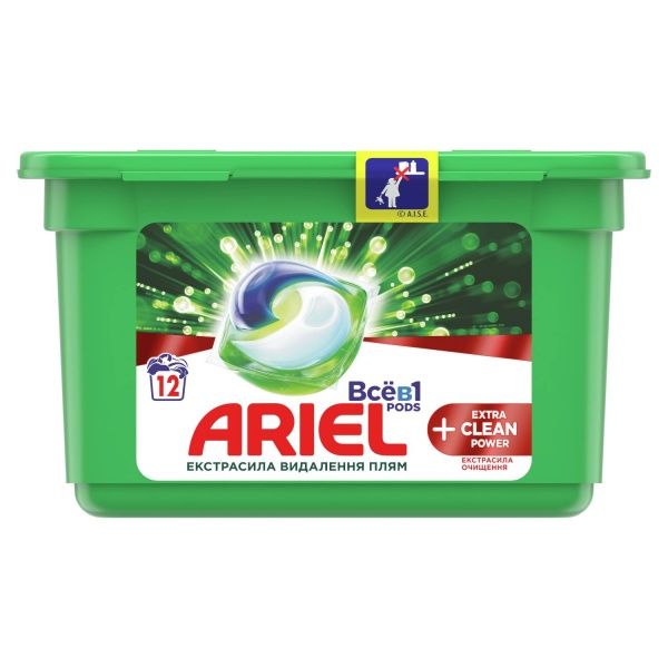 Капсулы для машинной стирки Ariel Pods Все-в-1 + Экстра OXI Effect 12 шт. 