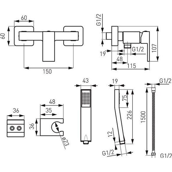 Смеситель для душа Ferro Zicco BZI77 хром