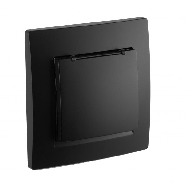 Розетка із заземленням UP! (Underprice) One Plus з кришкою антрацит 706-4242-123B