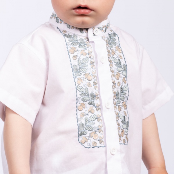 Рубашка-вышиванка Эдельвика р.74 белый 98-21/00 