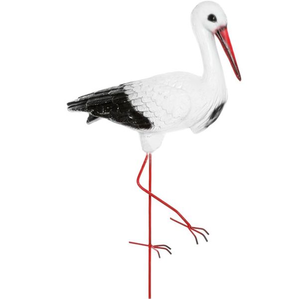 Скульптура садова Лелека на металевих лапках середній