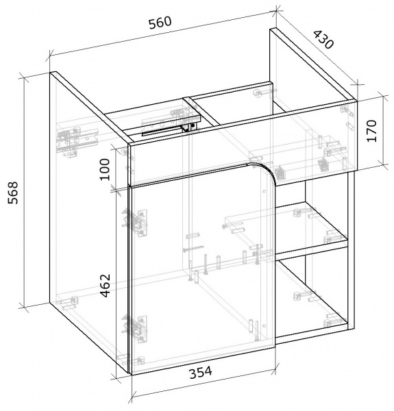 Тумба Water House Оніка 60 дуб крафт білий під умивальник Como 60