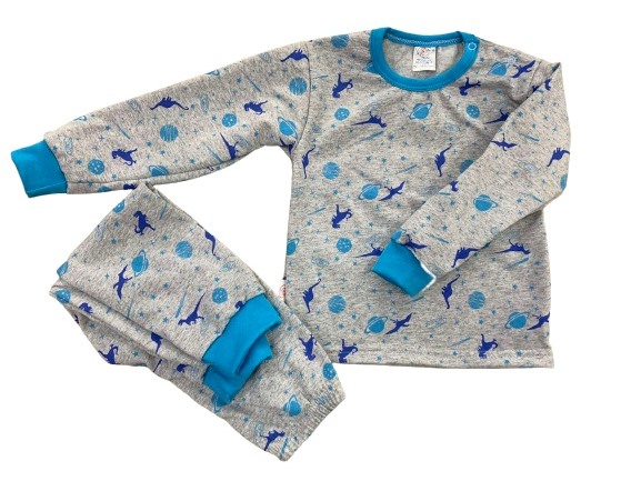 Піжама дитяча для хлопчиків Моя планета Динозаври р.98–104 сірий із малюнком Пж401-3 