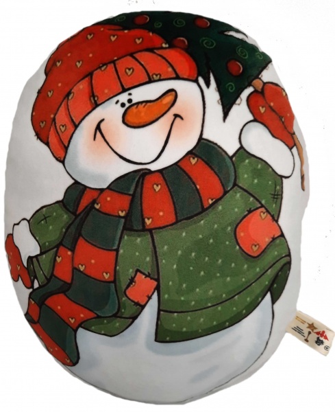 Подушка Снеговичок 37x40 см белый с зеленым Анна 