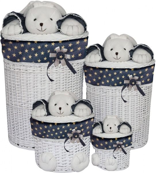 Корзинка плетеная Tony Bridge Basket с текстилем детская 28х26 см JME18-3RD-3 