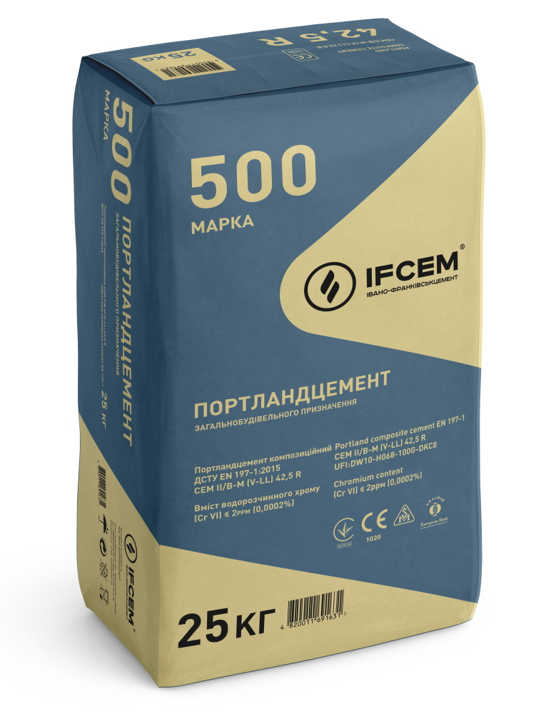 Цемент IFCEM ПЦ ІІ/Б-К 500 25 кг (CEM II/B-M (V-LL) 42,5 R)