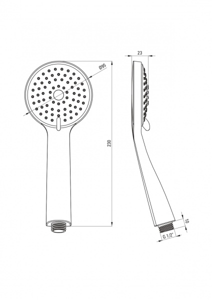 Лейка для душа Deante BORO NER_N5RS 3 режима круглый черный