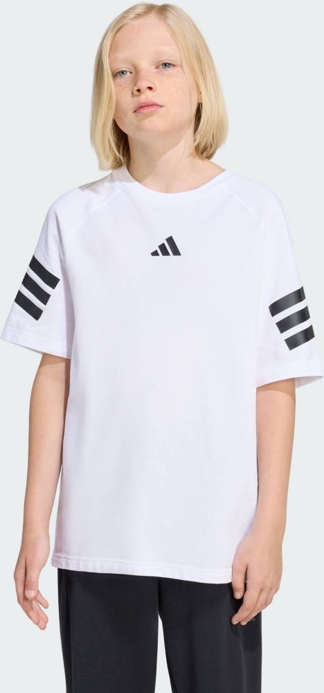 Футболка Adidas J FI 3S TEE WHITE/BLACK KC1965 р.13-14YRS білий