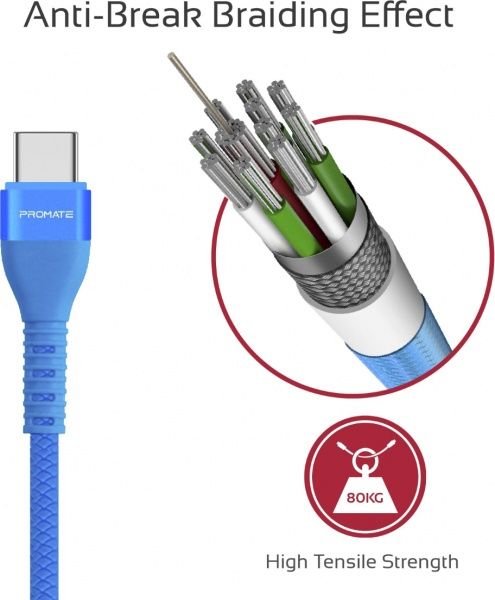 Кабель Promate Vigoray-C USB - USB Type-C 1,2 м синий (vigoray-c.blue) 