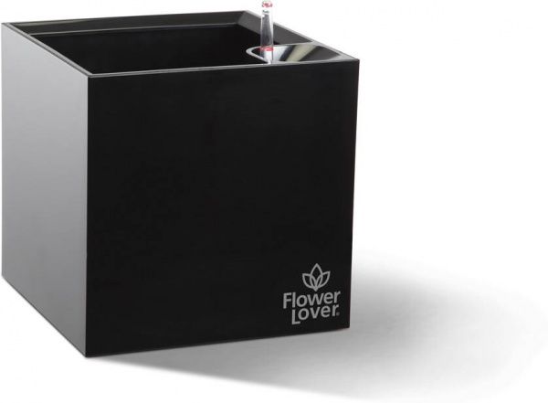 Горшок для цветов Plastkon Cubico Flower Lover квадратный 33 л черный глянец 