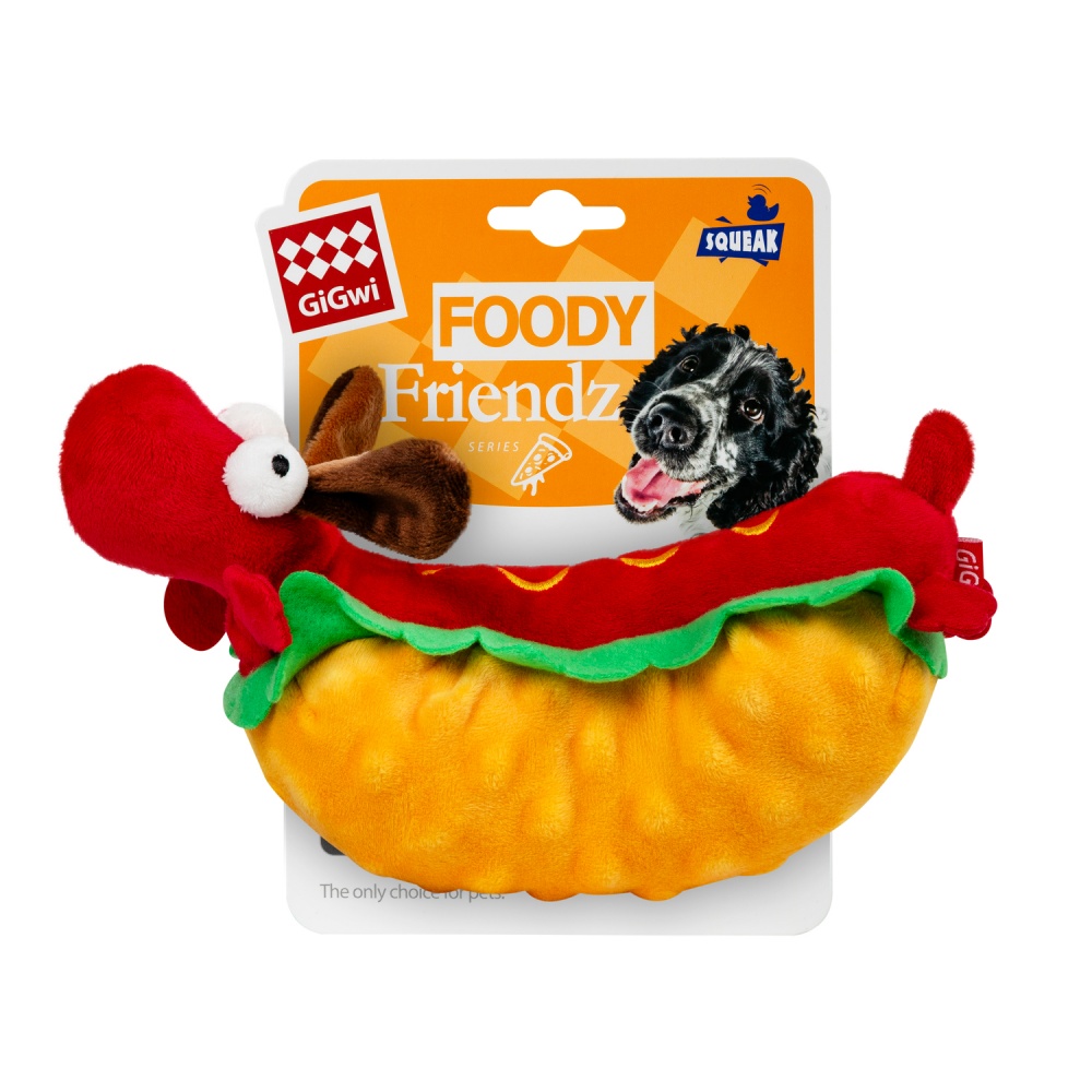 Игрушка для собак GiGwi Foody Friends Хот-Дог разноцветный 24 см