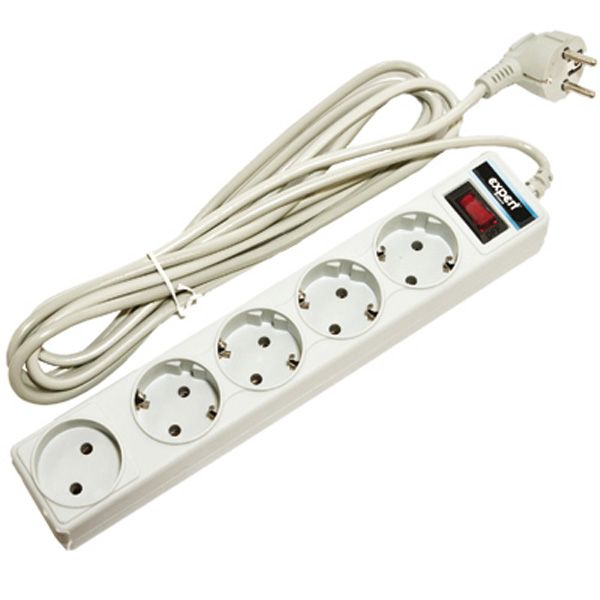 Сетевой фильтр Expert Power с заземлением 5 гн. серый 1,8 м EPOW-S5-Sw-2,0e-3x0,5 