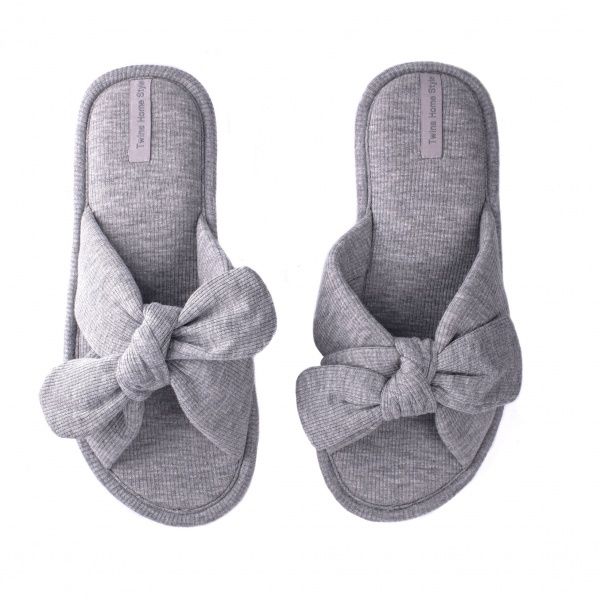 Тапки домашние Twins HS-VL бант-перекрест р. 36-37 серый 