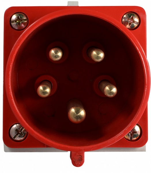 Вилка стационарная с заземлением АСКОУКРЕМ ВС 32А/5 3Р+N+РЕ (525) красно-белый