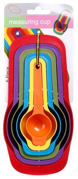 Набор мерных ложек пластик цветные 6 шт