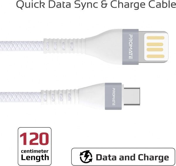 Кабель Promate USB Type-C – USB 1,2 м білий (vigoray-c.white) 