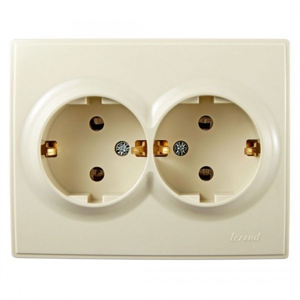 Розетка подвійна із заземленням Lezard Lesya без шторок без кришки кремовий 705-0303-127В