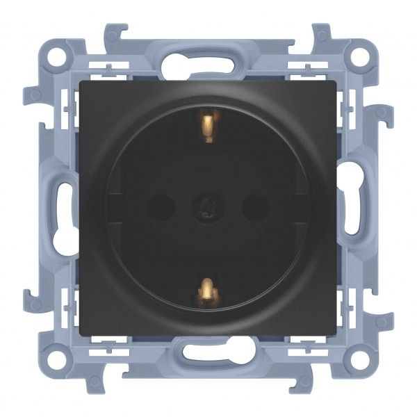 Розетка із заземленням Simon 10 чорний матовий CGSZ1.01/49