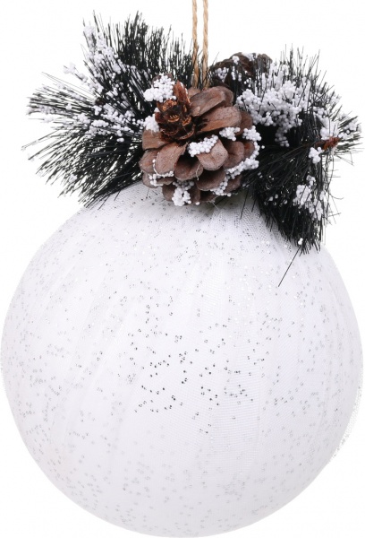 Шар новогодний с декором HF20Y1-07-12 d 120 мм белый