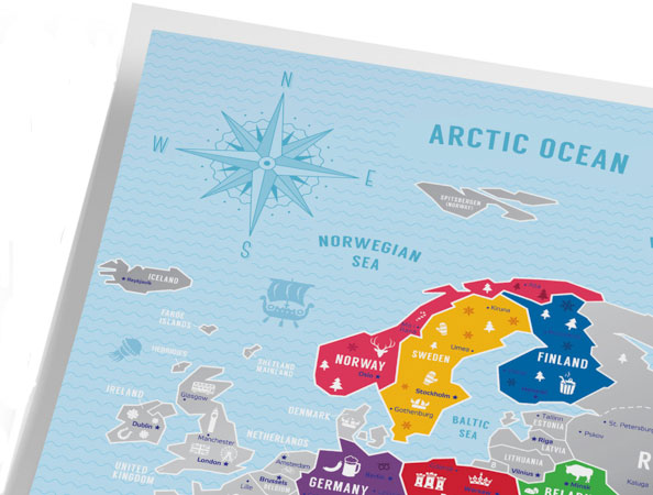 Скретч карта Европы 