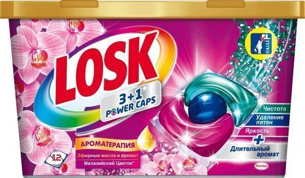 Капсулы для машинной стирки Losk Трио АО Эфирные масла и аромат_Малазийский цветок 12 шт.