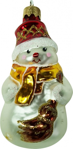 Елочная игрушка Полимер Снеговик с метлой 10 см