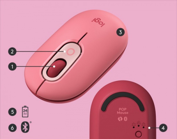 Мышь Logitech POP Mouse with emoji pink (910-006548) 