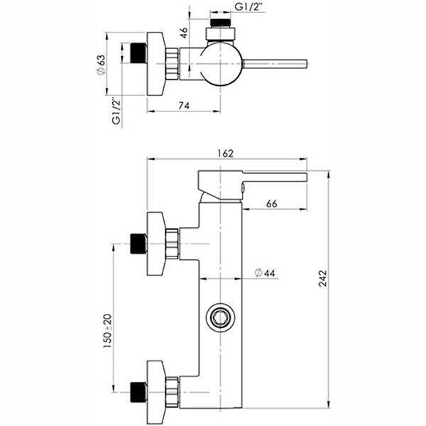 Змішувач для душа Rubineta Ultra-15 / D верхній UD15008